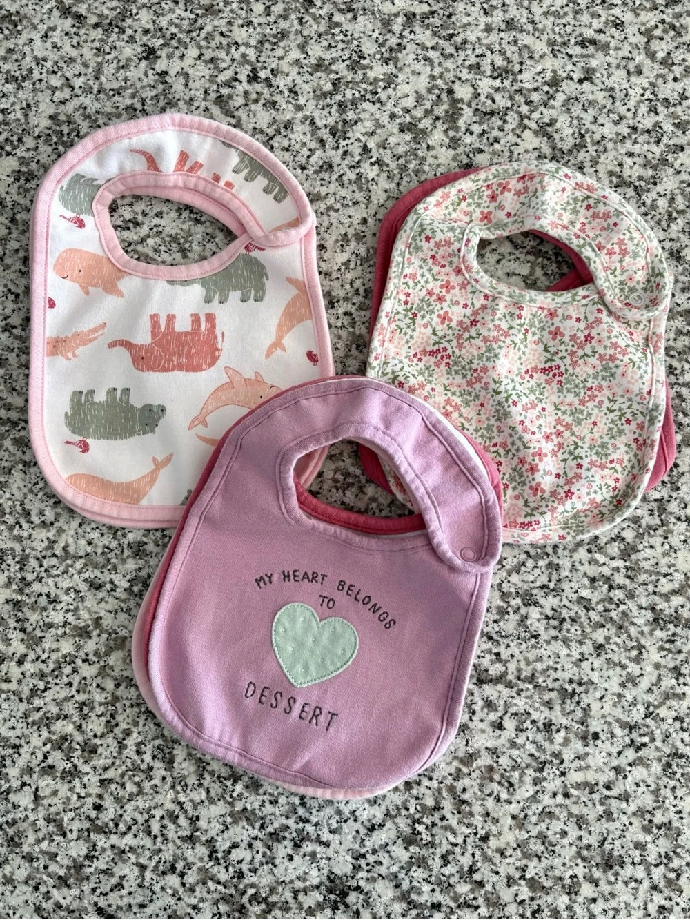 Carter's Child of Mine—Water Resistant Snap Clasp Cotton Baby Bibs (Set of 7)